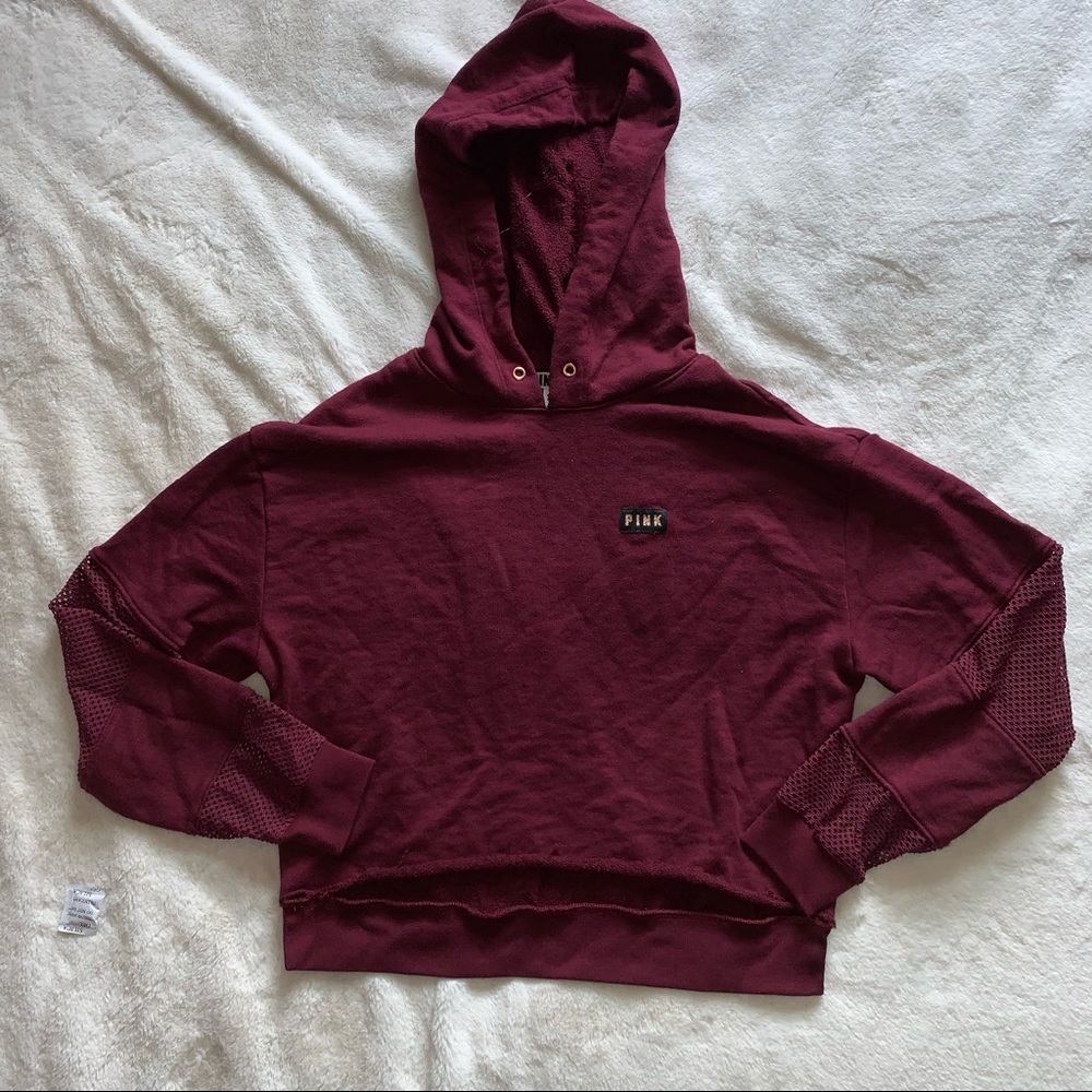 VS PINK Maroon Crop Hoodie